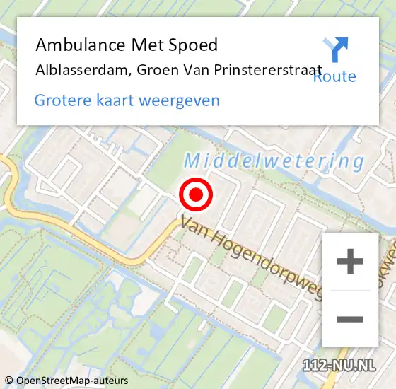 Locatie op kaart van de 112 melding: Ambulance Met Spoed Naar Alblasserdam, Groen Van Prinstererstraat op 26 april 2021 15:00