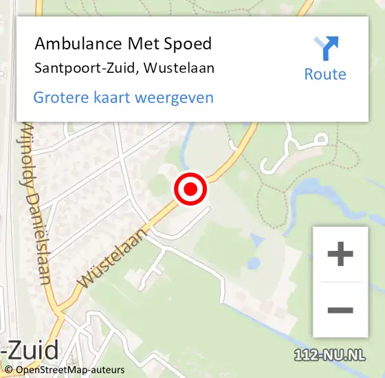 Locatie op kaart van de 112 melding: Ambulance Met Spoed Naar Santpoort-Zuid, Wustelaan op 26 april 2021 15:03