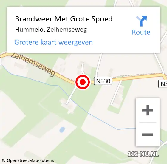 Locatie op kaart van de 112 melding: Brandweer Met Grote Spoed Naar Hummelo, Zelhemseweg op 26 april 2021 15:40