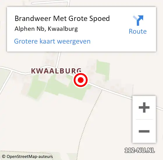 Locatie op kaart van de 112 melding: Brandweer Met Grote Spoed Naar Alphen Nb, Kwaalburg op 26 april 2021 16:01