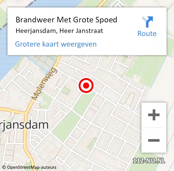 Locatie op kaart van de 112 melding: Brandweer Met Grote Spoed Naar Heerjansdam, Heer Janstraat op 26 april 2021 16:21