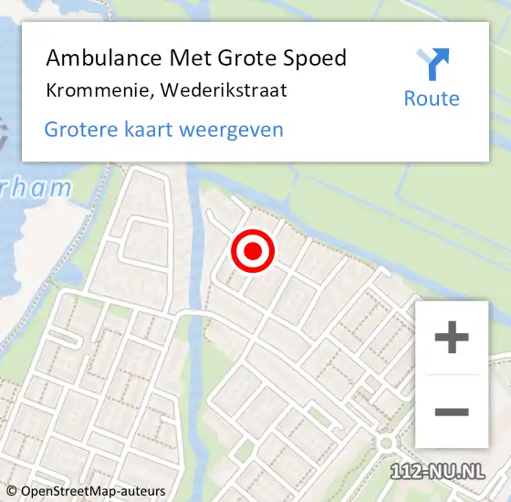 Locatie op kaart van de 112 melding: Ambulance Met Grote Spoed Naar Krommenie, Wederikstraat op 26 april 2021 16:30