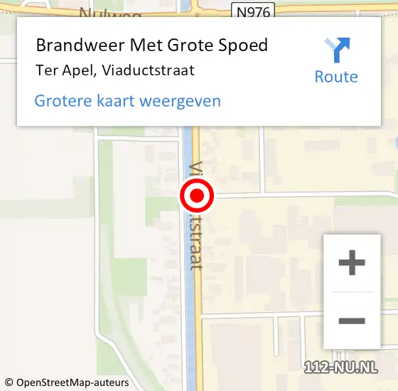 Locatie op kaart van de 112 melding: Brandweer Met Grote Spoed Naar Ter Apel, Viaductstraat op 26 april 2021 17:18