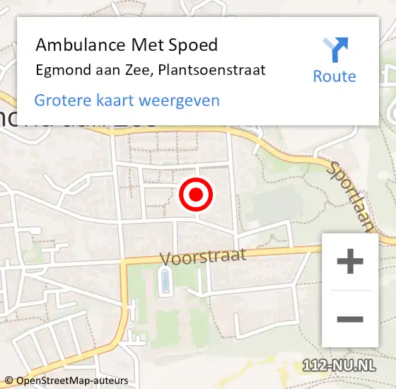 Locatie op kaart van de 112 melding: Ambulance Met Spoed Naar Egmond aan Zee, Plantsoenstraat op 26 april 2021 17:20