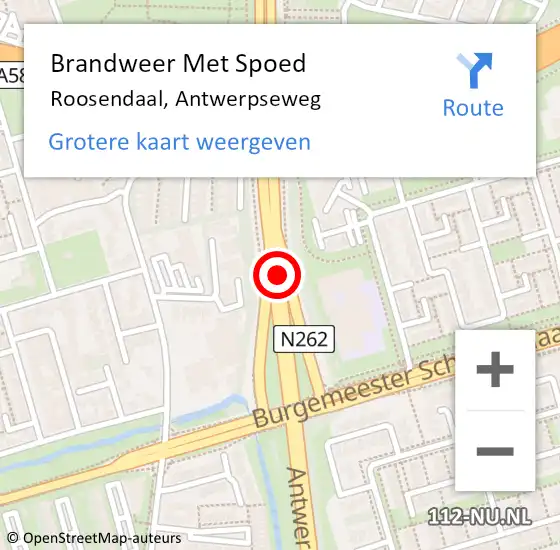 Locatie op kaart van de 112 melding: Brandweer Met Spoed Naar Roosendaal, Antwerpseweg op 26 april 2021 17:39