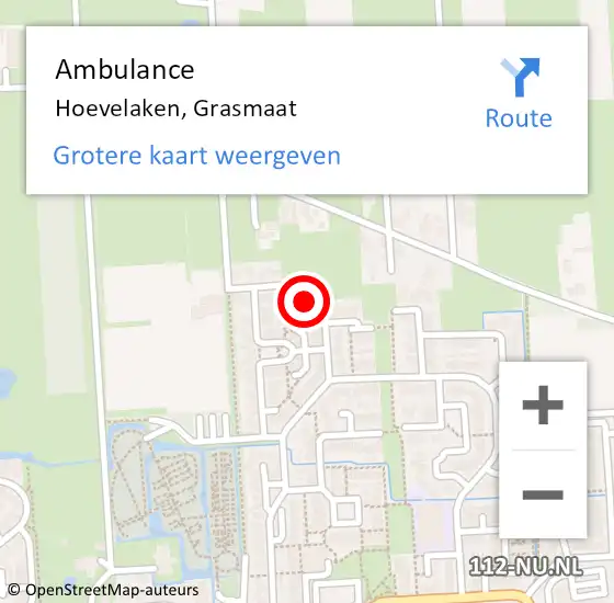 Locatie op kaart van de 112 melding: Ambulance Hoevelaken, Grasmaat op 26 april 2021 17:57