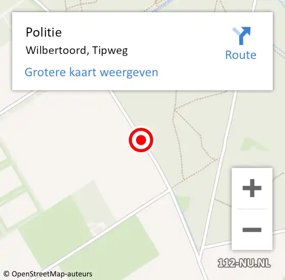 Locatie op kaart van de 112 melding: Politie Wilbertoord, Tipweg op 26 april 2021 18:19