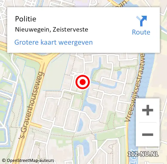 Locatie op kaart van de 112 melding: Politie Nieuwegein, Zeisterveste op 26 april 2021 18:38