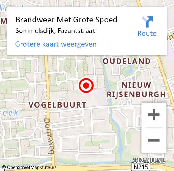 Locatie op kaart van de 112 melding: Brandweer Met Grote Spoed Naar Sommelsdijk, Fazantstraat op 9 juni 2014 00:08