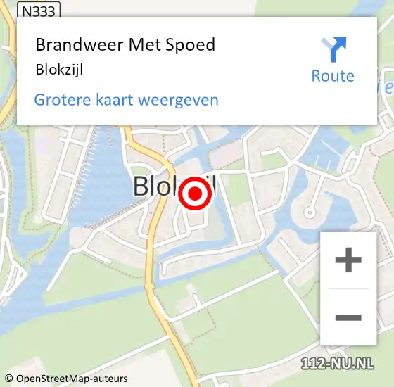 Locatie op kaart van de 112 melding: Brandweer Met Spoed Naar Blokzijl op 26 april 2021 19:40