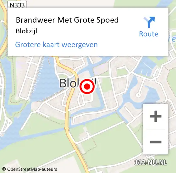 Locatie op kaart van de 112 melding: Brandweer Met Grote Spoed Naar Blokzijl op 26 april 2021 19:42