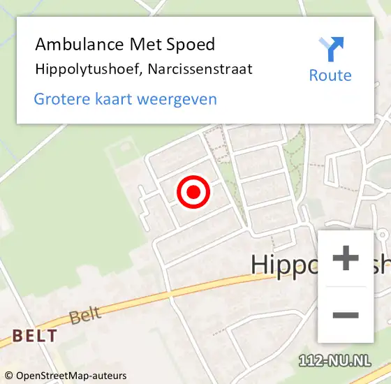 Locatie op kaart van de 112 melding: Ambulance Met Spoed Naar Hippolytushoef, Narcissenstraat op 26 april 2021 19:48