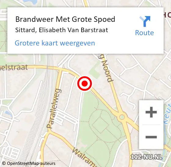 Locatie op kaart van de 112 melding: Brandweer Met Grote Spoed Naar Sittard, Elisabeth Van Barstraat op 26 april 2021 20:40