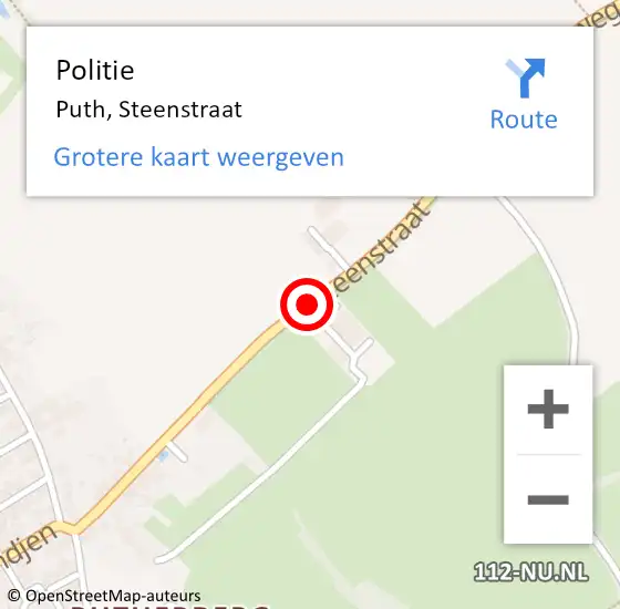 Locatie op kaart van de 112 melding: Politie Puth, Steenstraat op 26 april 2021 21:24