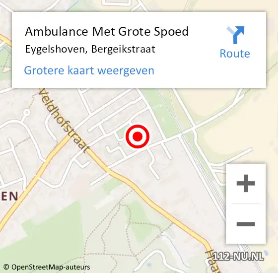 Locatie op kaart van de 112 melding: Ambulance Met Grote Spoed Naar Eygelshoven, Bergeikstraat op 9 juni 2014 00:24