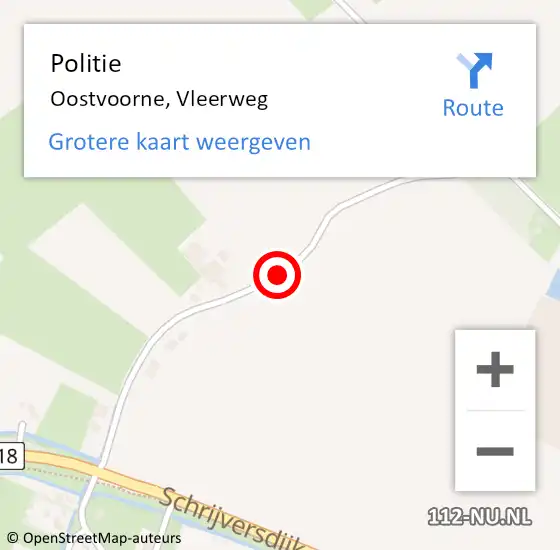 Locatie op kaart van de 112 melding: Politie Oostvoorne, Vleerweg op 26 april 2021 21:50