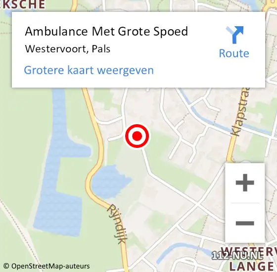 Locatie op kaart van de 112 melding: Ambulance Met Grote Spoed Naar Westervoort, Pals op 27 april 2021 07:33