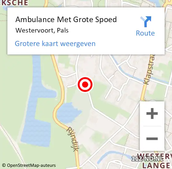 Locatie op kaart van de 112 melding: Ambulance Met Grote Spoed Naar Westervoort, Pals op 27 april 2021 07:54