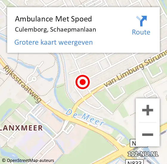 Locatie op kaart van de 112 melding: Ambulance Met Spoed Naar Culemborg, Schaepmanlaan op 27 april 2021 09:32