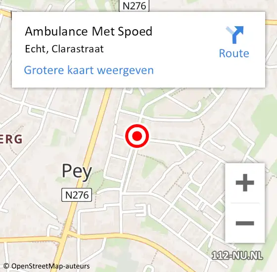 Locatie op kaart van de 112 melding: Ambulance Met Spoed Naar Echt, Clarastraat op 27 april 2021 10:31