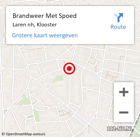 Locatie op kaart van de 112 melding: Brandweer Met Spoed Naar Laren nh, Klooster op 27 april 2021 10:55