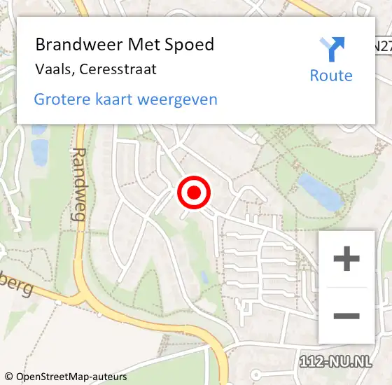 Locatie op kaart van de 112 melding: Brandweer Met Spoed Naar Vaals, Ceresstraat op 27 april 2021 11:27