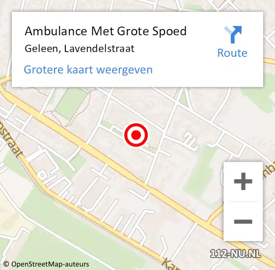 Locatie op kaart van de 112 melding: Ambulance Met Grote Spoed Naar Geleen, Lavendelstraat op 9 juni 2014 01:37