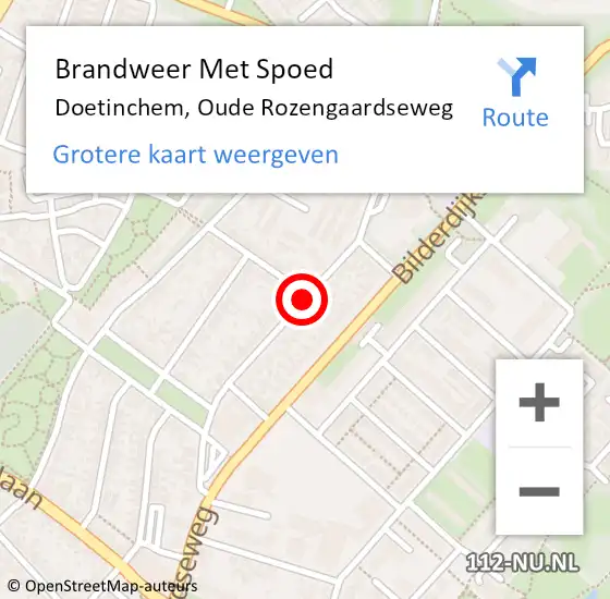 Locatie op kaart van de 112 melding: Brandweer Met Spoed Naar Doetinchem, Oude Rozengaardseweg op 27 april 2021 12:09