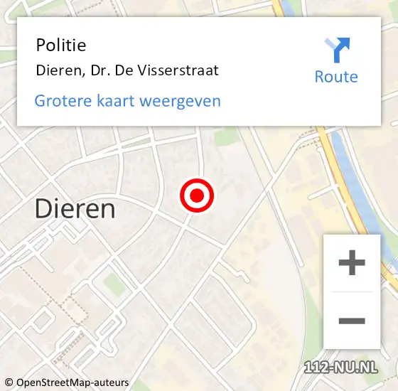 Locatie op kaart van de 112 melding: Politie Dieren, Dr. De Visserstraat op 27 april 2021 12:14