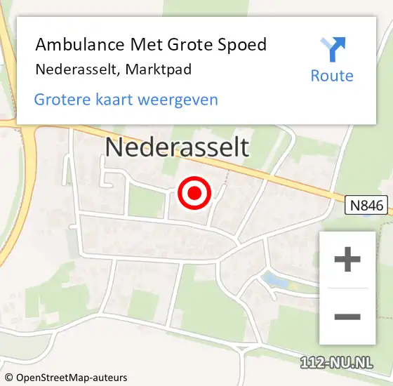 Locatie op kaart van de 112 melding: Ambulance Met Grote Spoed Naar Nederasselt, Marktpad op 27 april 2021 12:56