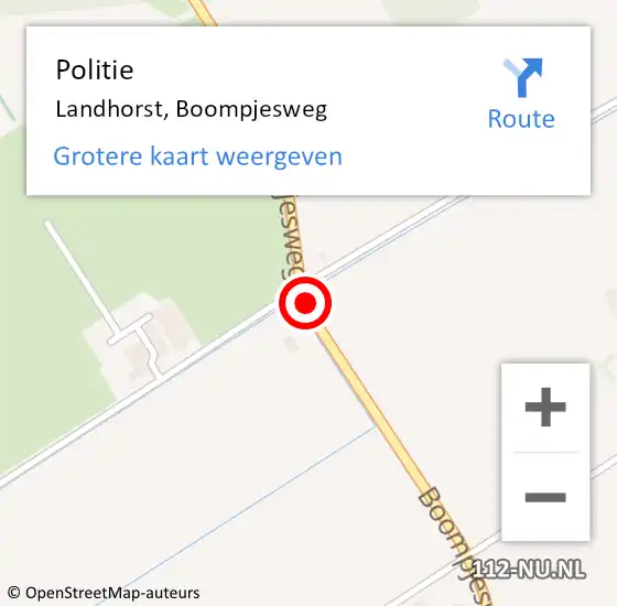 Locatie op kaart van de 112 melding: Politie Landhorst, Boompjesweg op 27 april 2021 13:01