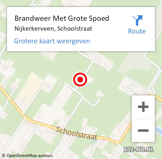 Locatie op kaart van de 112 melding: Brandweer Met Grote Spoed Naar Nijkerkerveen, Schoolstraat op 27 april 2021 13:54