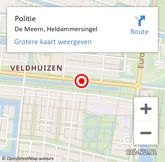 Locatie op kaart van de 112 melding: Politie De Meern, Heldammersingel op 27 april 2021 14:10