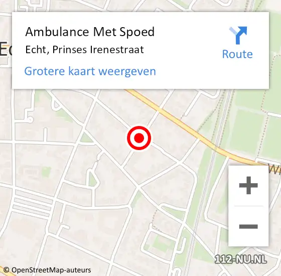 Locatie op kaart van de 112 melding: Ambulance Met Spoed Naar Echt, Prinses Irenestraat op 27 april 2021 15:50