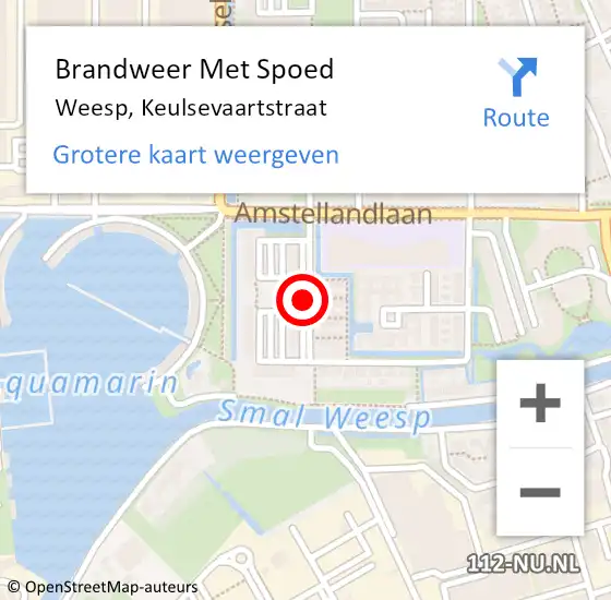 Locatie op kaart van de 112 melding: Brandweer Met Spoed Naar Weesp, Keulsevaartstraat op 27 april 2021 15:54