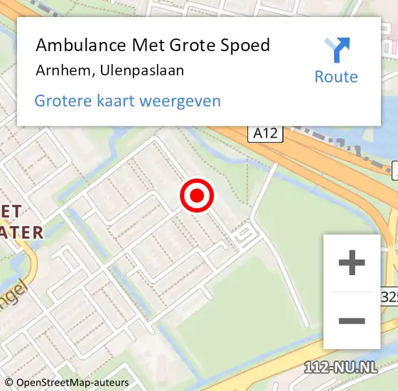 Locatie op kaart van de 112 melding: Ambulance Met Grote Spoed Naar Arnhem, Ulenpaslaan op 27 april 2021 16:04