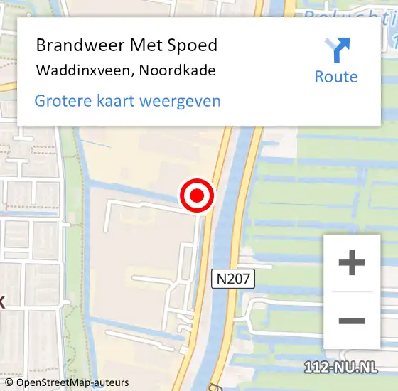 Locatie op kaart van de 112 melding: Brandweer Met Spoed Naar Waddinxveen, Noordkade op 9 juni 2014 02:39