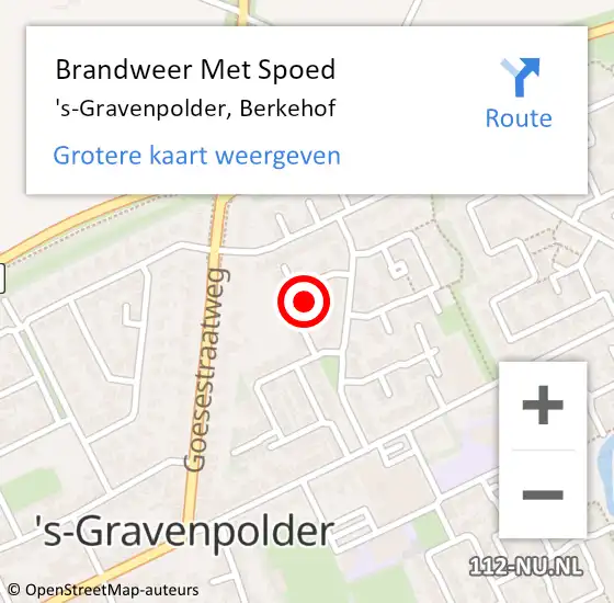 Locatie op kaart van de 112 melding: Brandweer Met Spoed Naar 's-Gravenpolder, Berkehof op 9 juni 2014 02:48