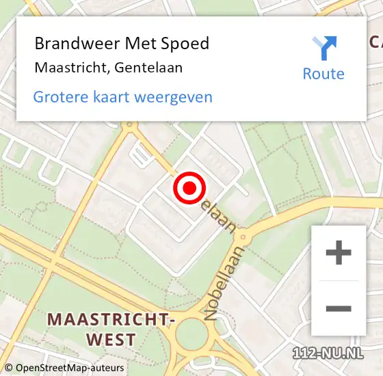 Locatie op kaart van de 112 melding: Brandweer Met Spoed Naar Maastricht, Gentelaan op 27 april 2021 17:38