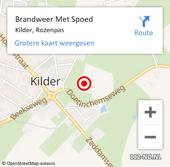 Locatie op kaart van de 112 melding: Brandweer Met Spoed Naar Kilder, Rozenpas op 9 juni 2014 02:49