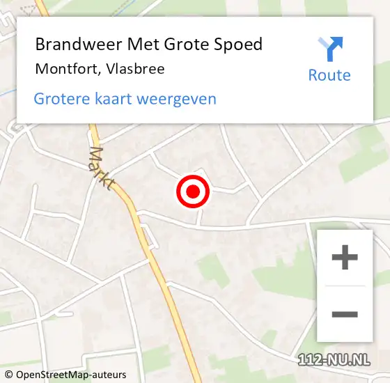 Locatie op kaart van de 112 melding: Brandweer Met Grote Spoed Naar Montfort, Vlasbree op 27 april 2021 17:47