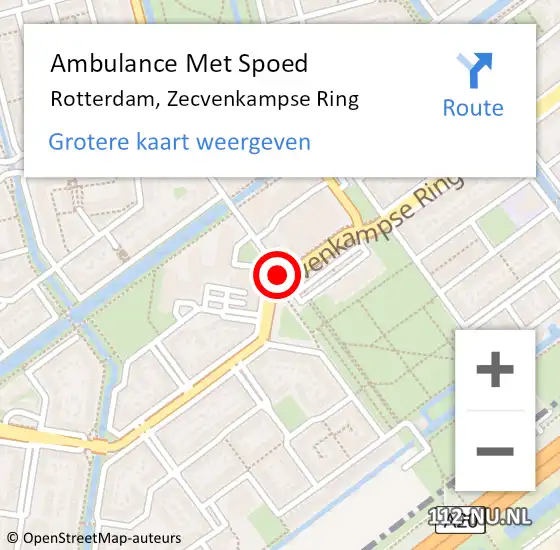 Locatie op kaart van de 112 melding: Ambulance Met Spoed Naar Rotterdam, Zecvenkampse Ring op 27 april 2021 18:23