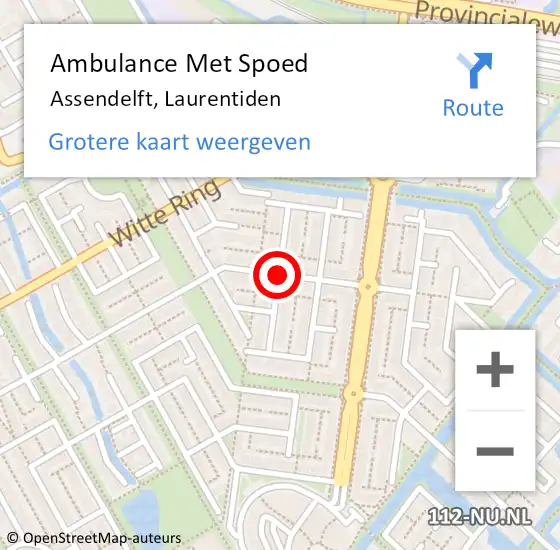 Locatie op kaart van de 112 melding: Ambulance Met Spoed Naar Assendelft, Laurentiden op 27 april 2021 18:50