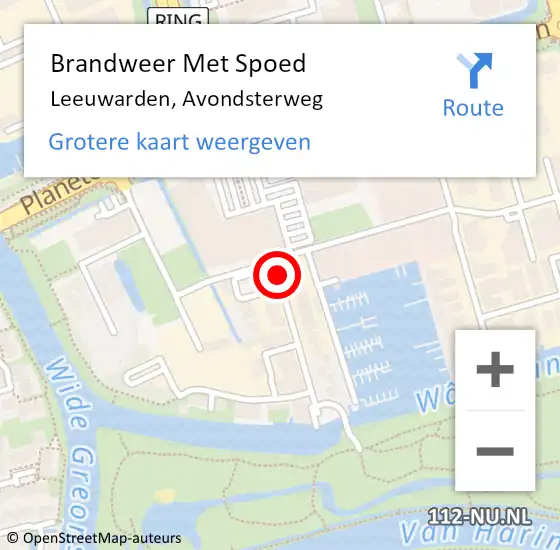 Locatie op kaart van de 112 melding: Brandweer Met Spoed Naar Leeuwarden, Avondsterweg op 27 april 2021 19:45