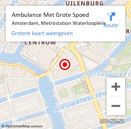 Locatie op kaart van de 112 melding: Ambulance Met Grote Spoed Naar Amsterdam, Metrostation Waterlooplein op 27 april 2021 21:03