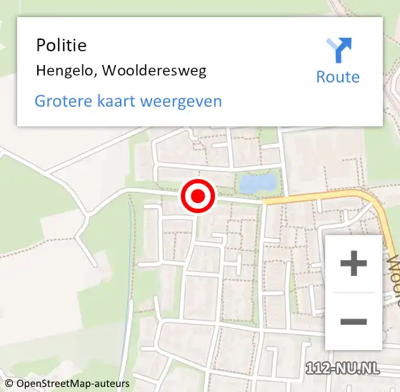 Locatie op kaart van de 112 melding: Politie Hengelo, Woolderesweg op 27 april 2021 21:24