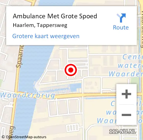 Locatie op kaart van de 112 melding: Ambulance Met Grote Spoed Naar Haarlem, Tappersweg op 27 april 2021 22:50