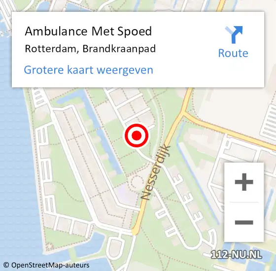 Locatie op kaart van de 112 melding: Ambulance Met Spoed Naar Rotterdam, Brandkraanpad op 28 april 2021 00:46