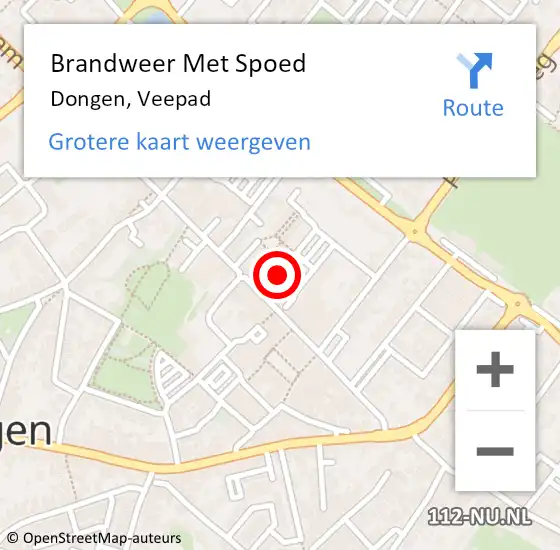 Locatie op kaart van de 112 melding: Brandweer Met Spoed Naar Dongen, Veepad op 28 april 2021 01:17