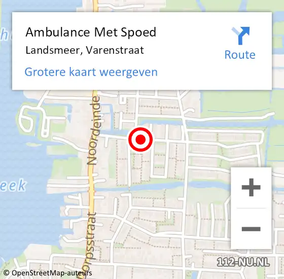 Locatie op kaart van de 112 melding: Ambulance Met Spoed Naar Landsmeer, Varenstraat op 28 april 2021 01:23